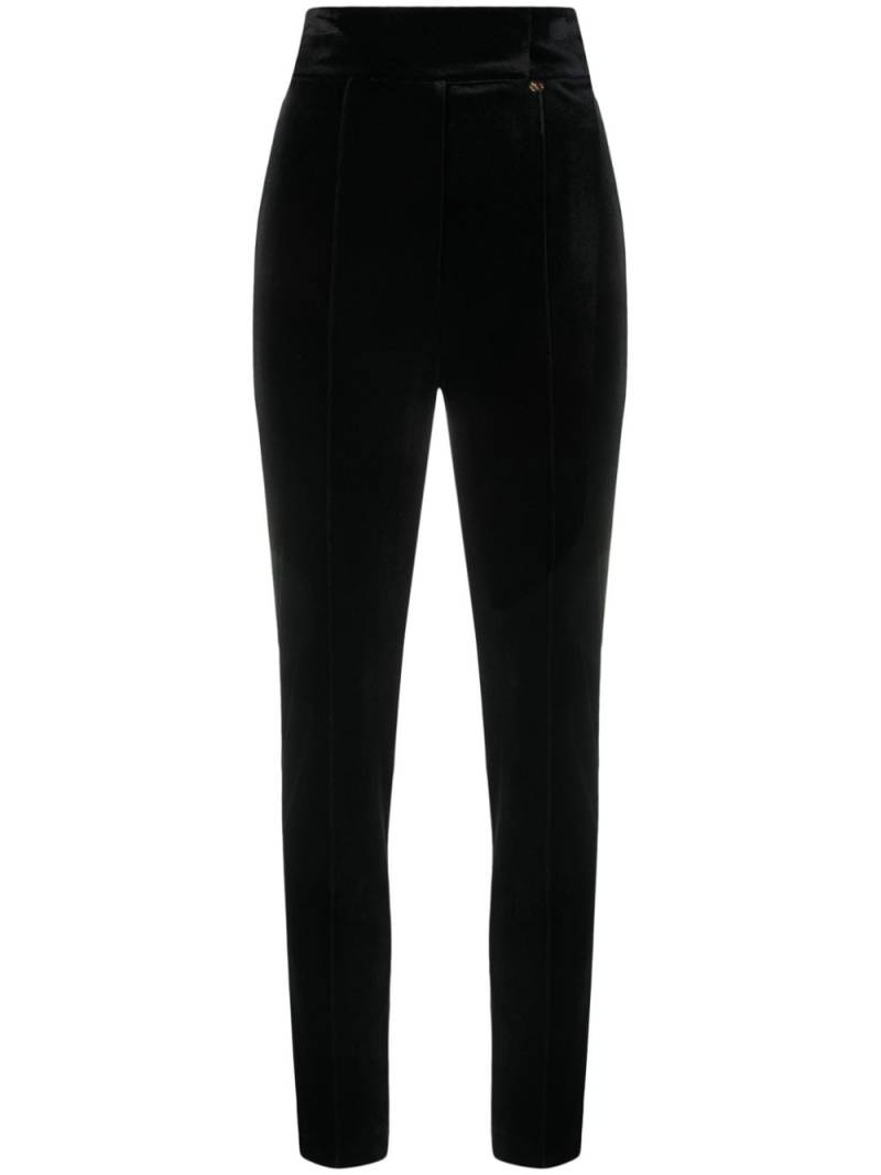 NISSA high-waisted velvet trousers - Black von NISSA