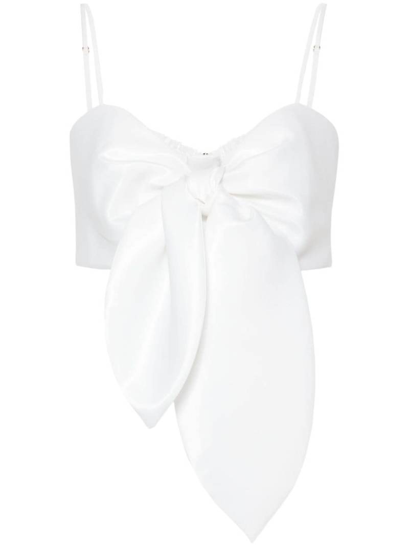 NISSA knotted taffeta crop top - White von NISSA