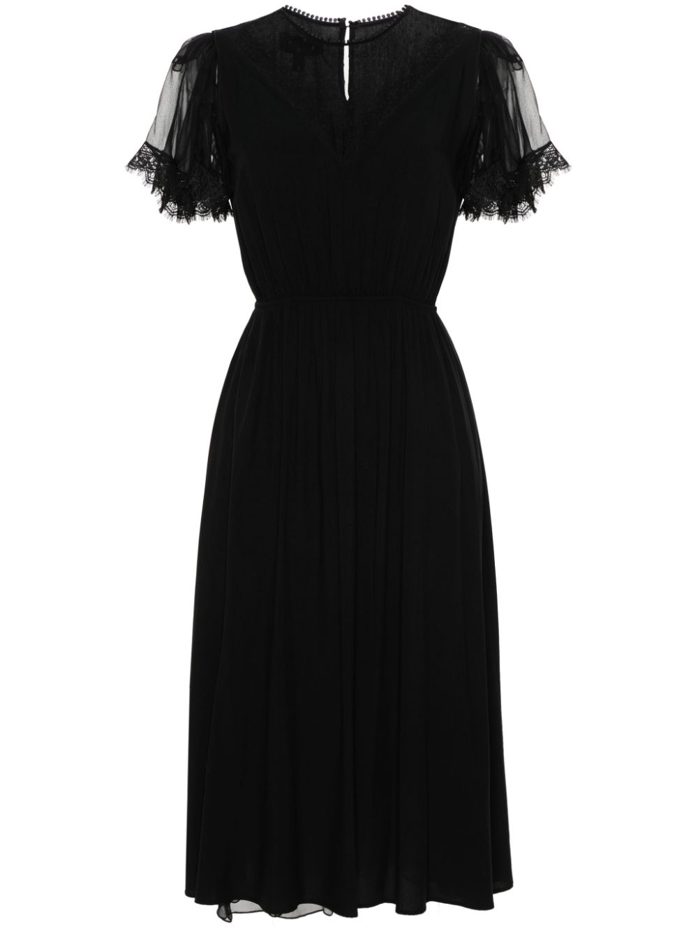 NISSA lace-embellished silk dress - Black von NISSA