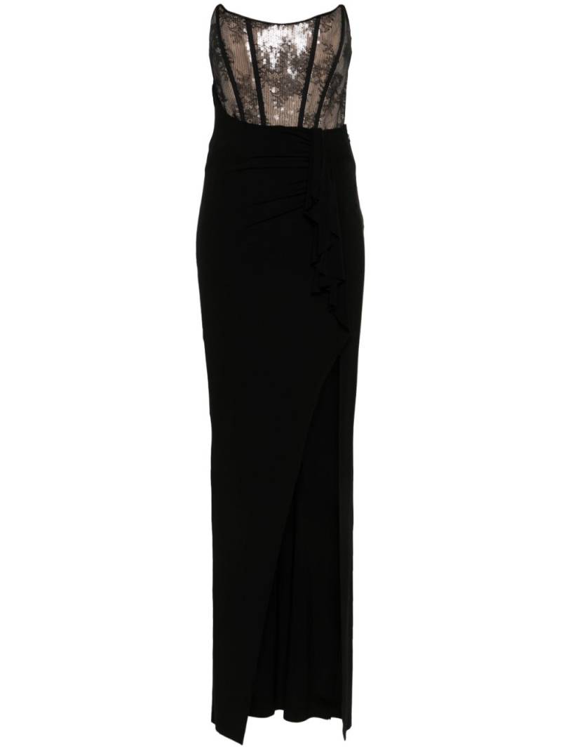 NISSA lace-embellished strapless gown - Black von NISSA