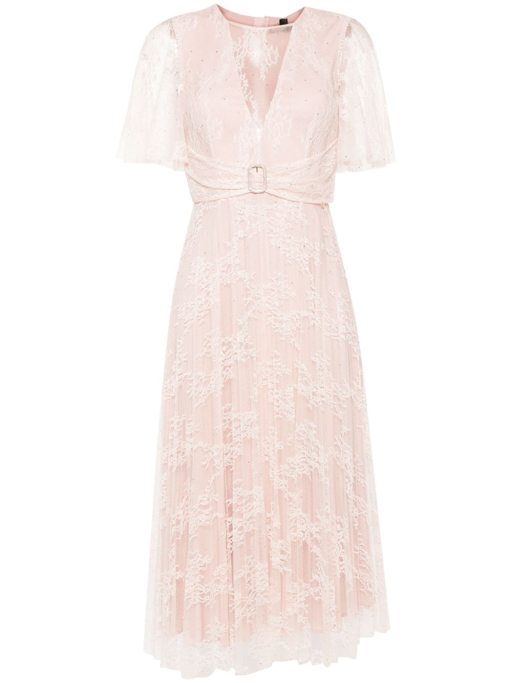 NISSA lace-overlay pleated dress - Pink von NISSA