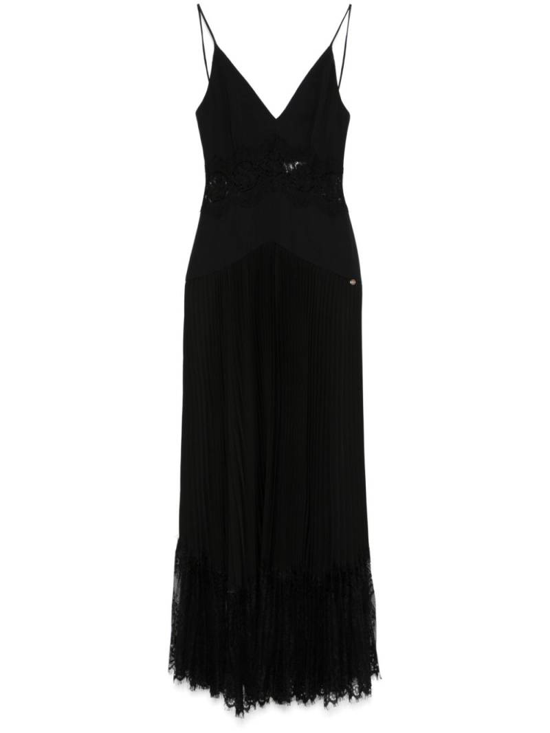 NISSA lace-panel midi dress - Black von NISSA