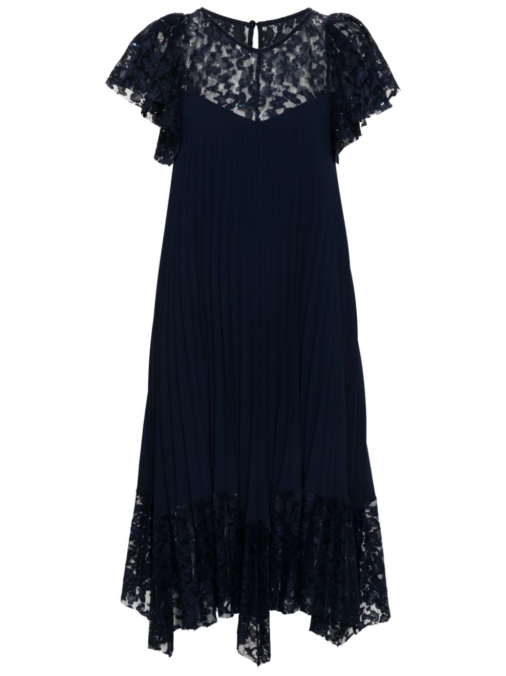 NISSA lace-panelled midi dress - Blue von NISSA