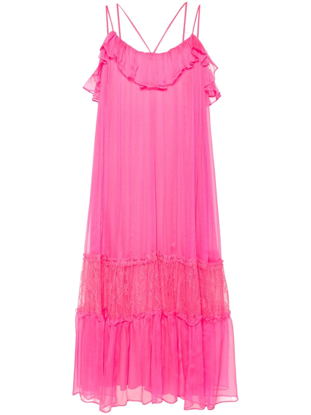 NISSA lace-panelling silk dress - Pink von NISSA