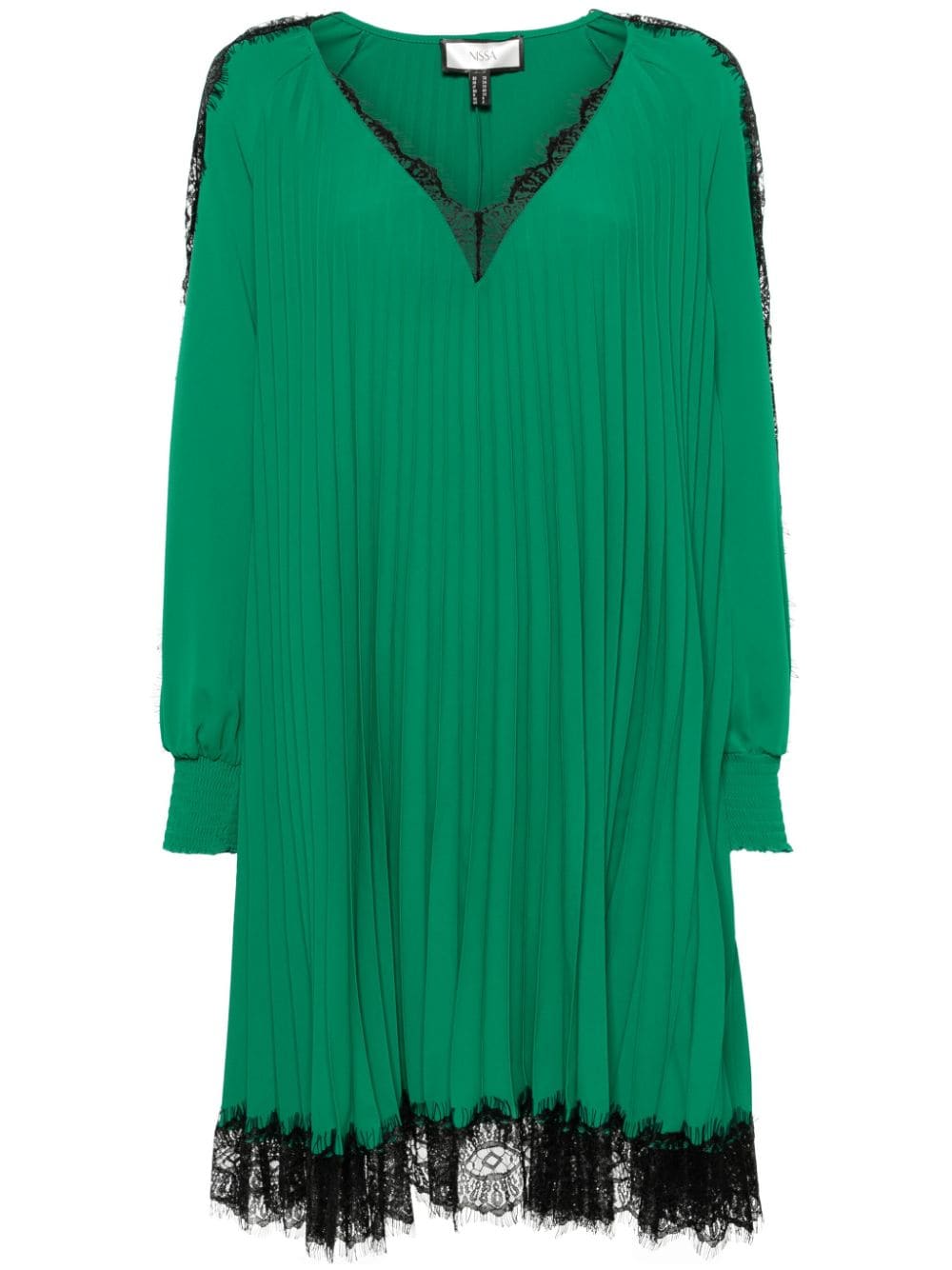 NISSA lace-trim pleated dress - Green von NISSA