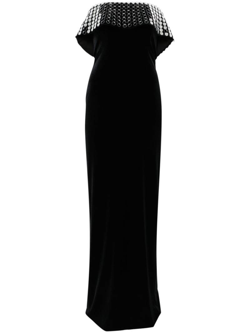 NISSA mirror-embellished velvet gown - Black von NISSA