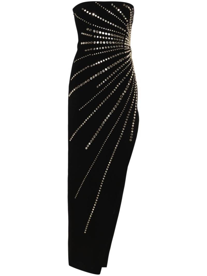 NISSA mirrored-studs asymmetric maxi dress - Black von NISSA