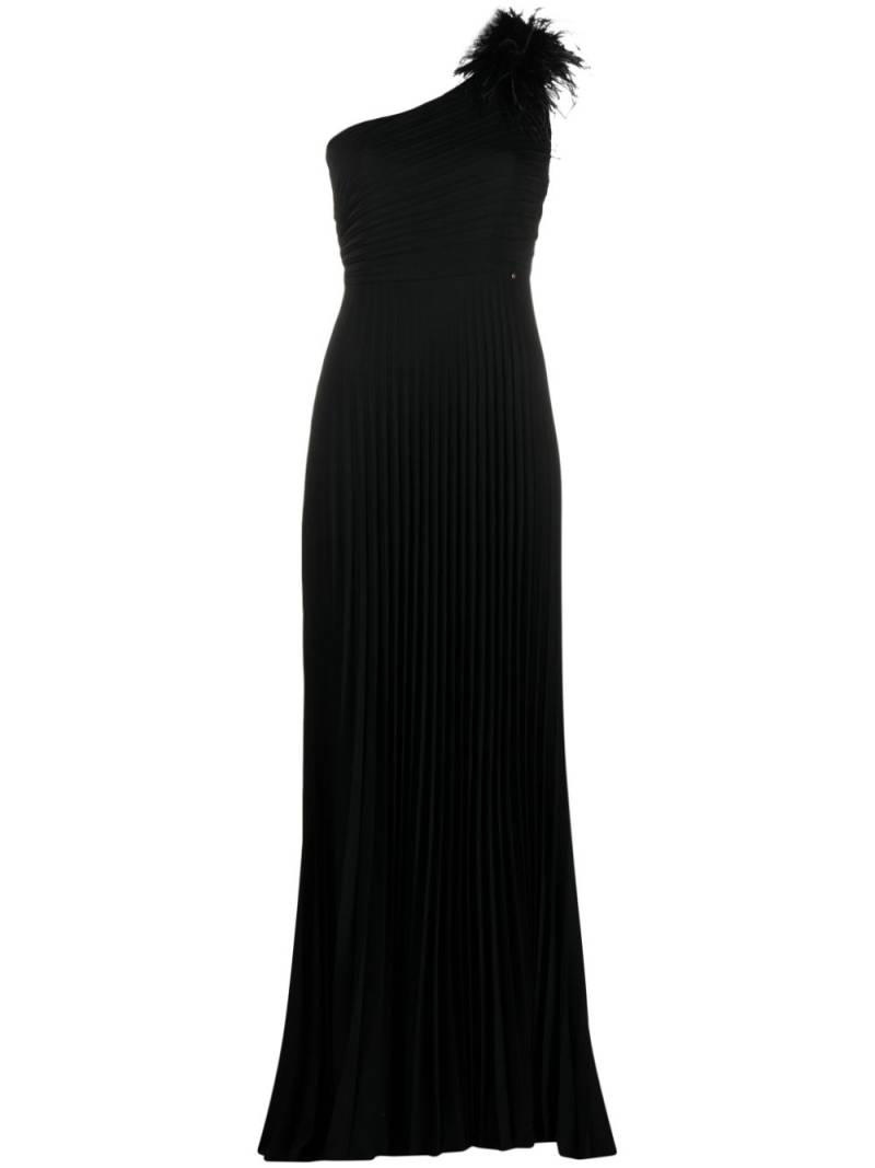 NISSA one-shoulder pleated maxi dress - Black von NISSA