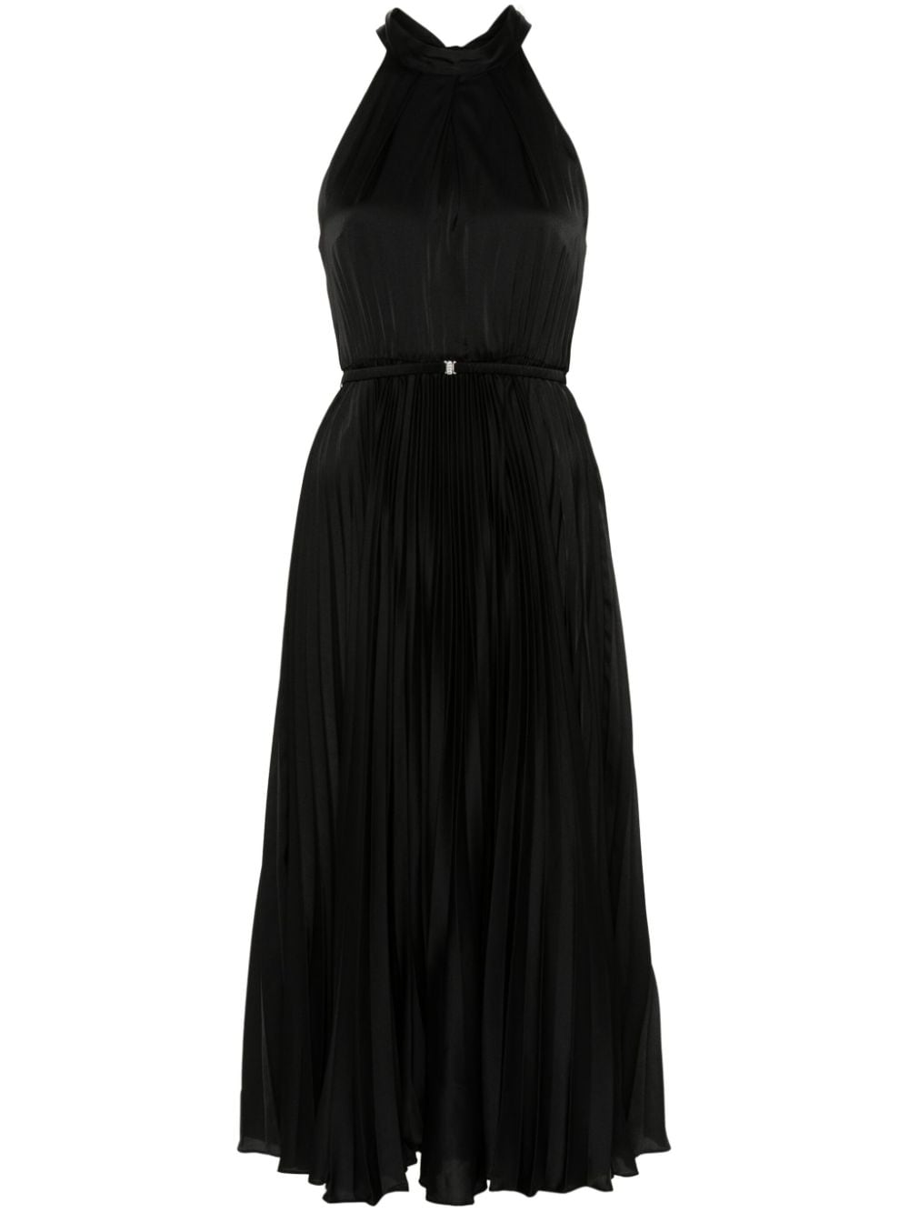 NISSA pleated satin midi dress - Black von NISSA