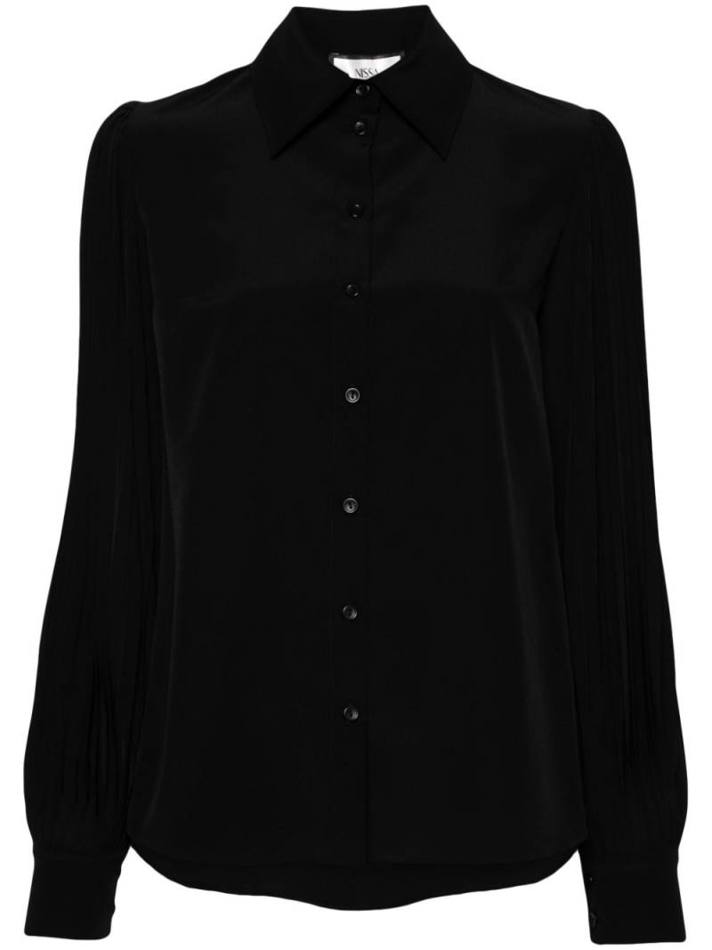 NISSA plissé-sleeve shirt - Black von NISSA