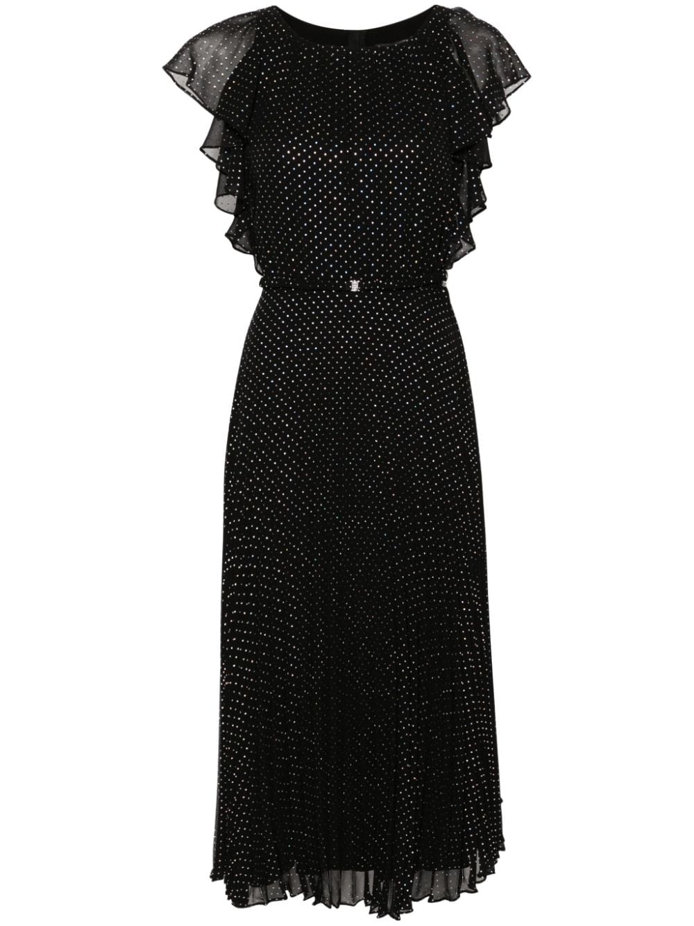 NISSA polka dot pleated midi dress - Black von NISSA