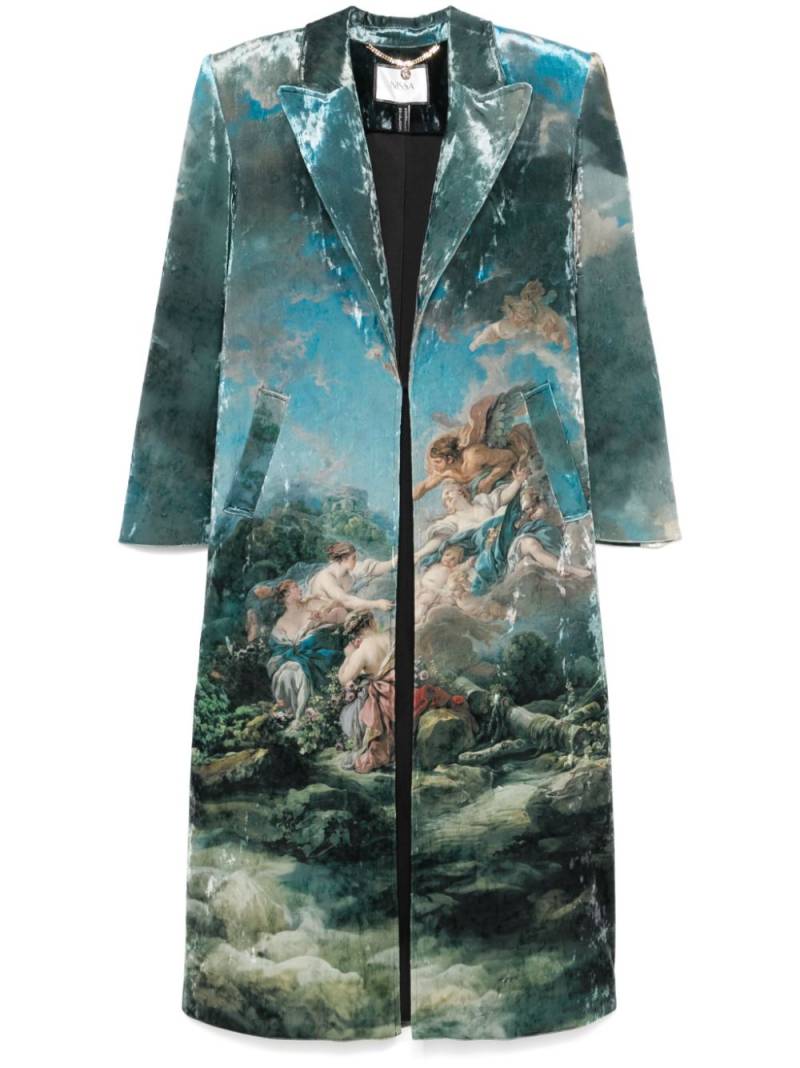 NISSA printed velvet coat - Blue von NISSA