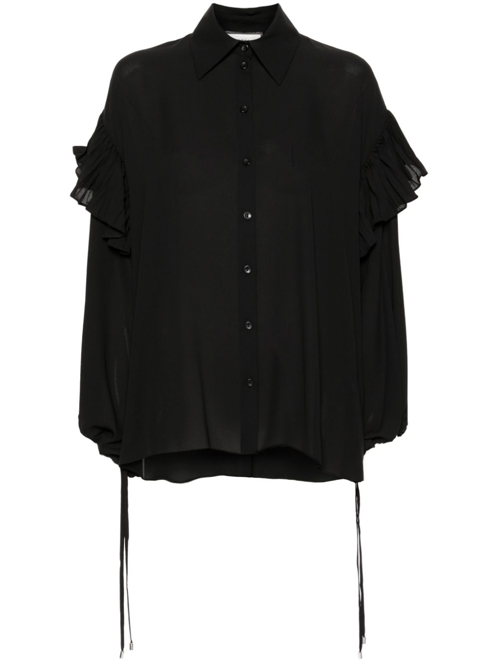 NISSA ruffle-detail shirt - Black von NISSA