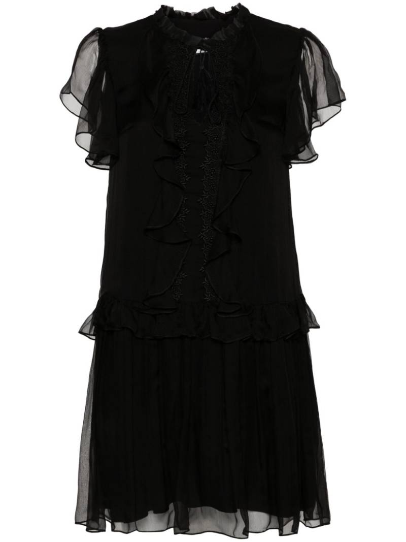 NISSA ruffled silk mini dress - Black von NISSA