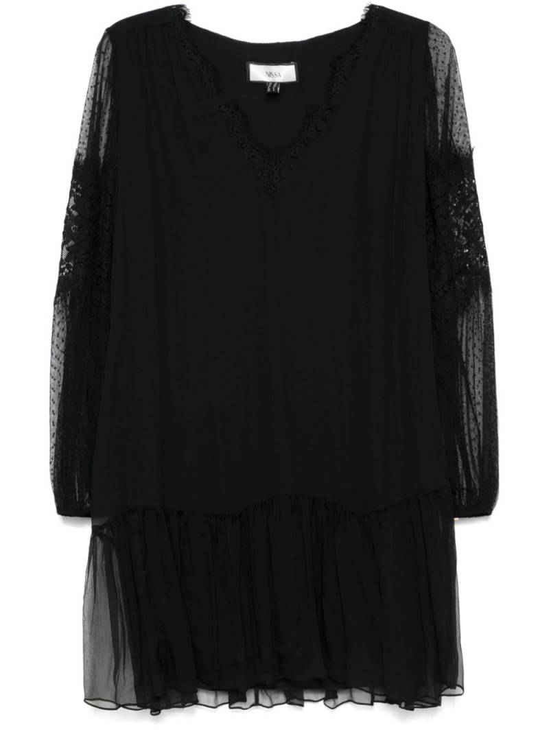 NISSA semi sheer-sleeve mini dress - Black von NISSA