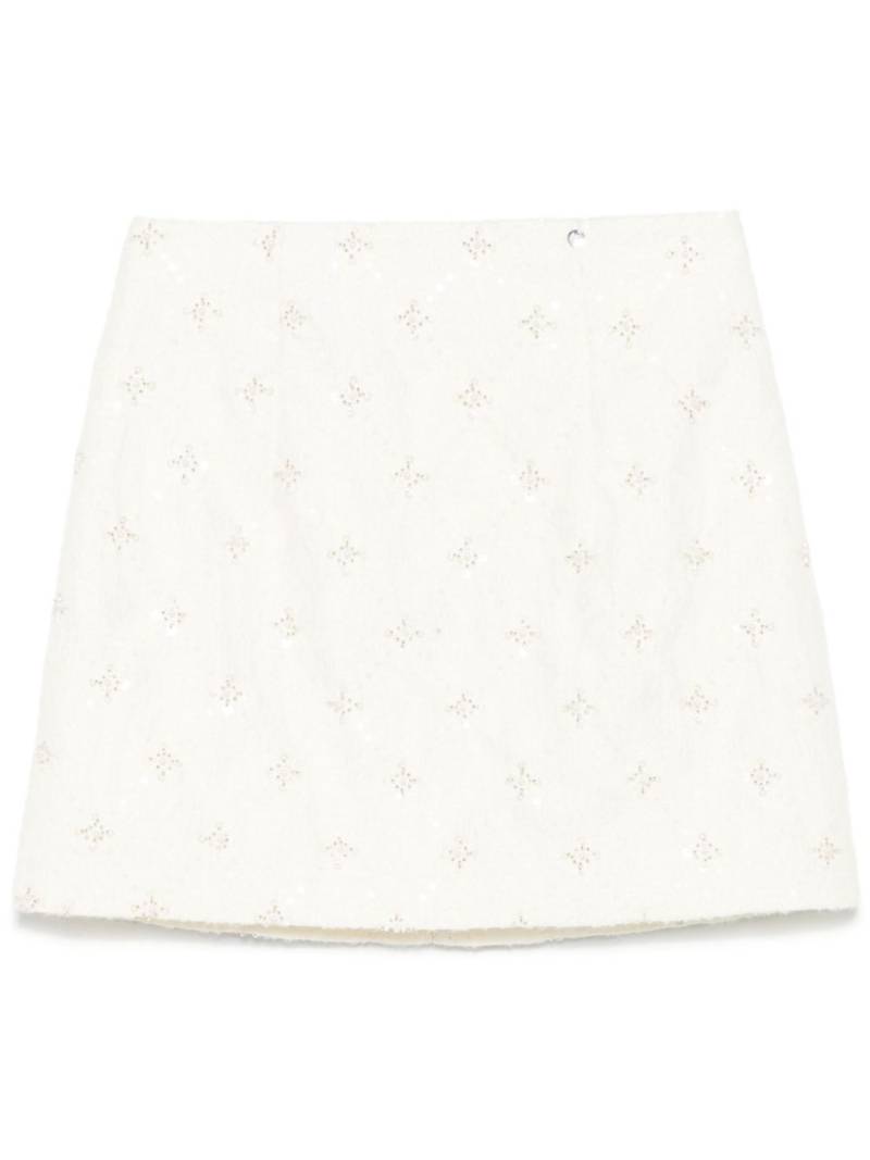 NISSA sequined jacquard mini skirt - White von NISSA