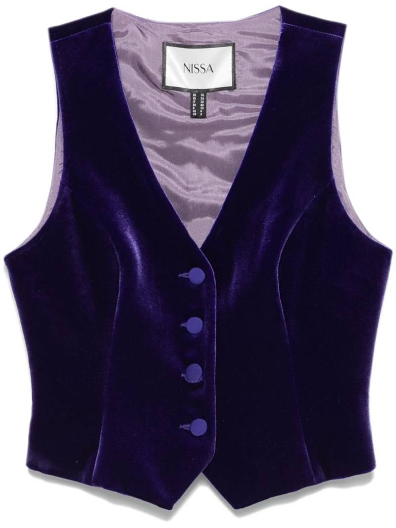 NISSA velvet V-neck waistcoat - Purple von NISSA