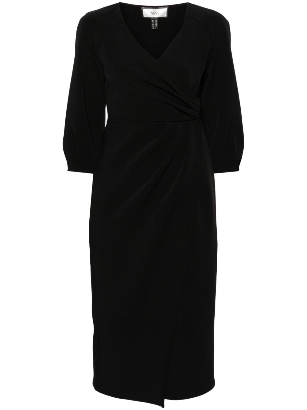 NISSA wrap-design crepe midi dress - Black von NISSA