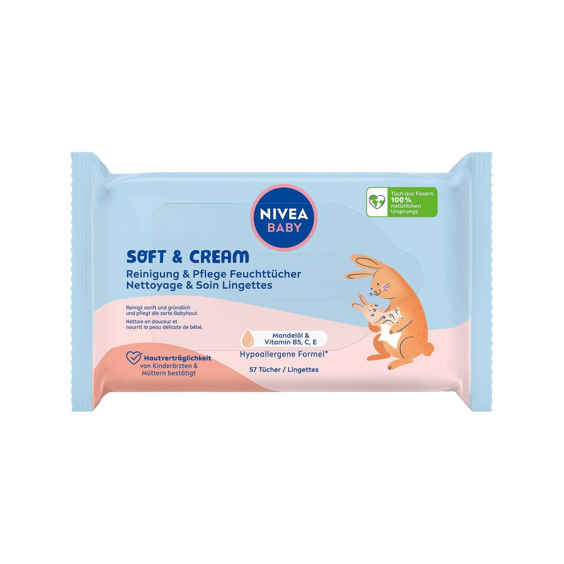 Baby Soft & Cream Feuchttücher Damen  57 Pezzi von NIVEA