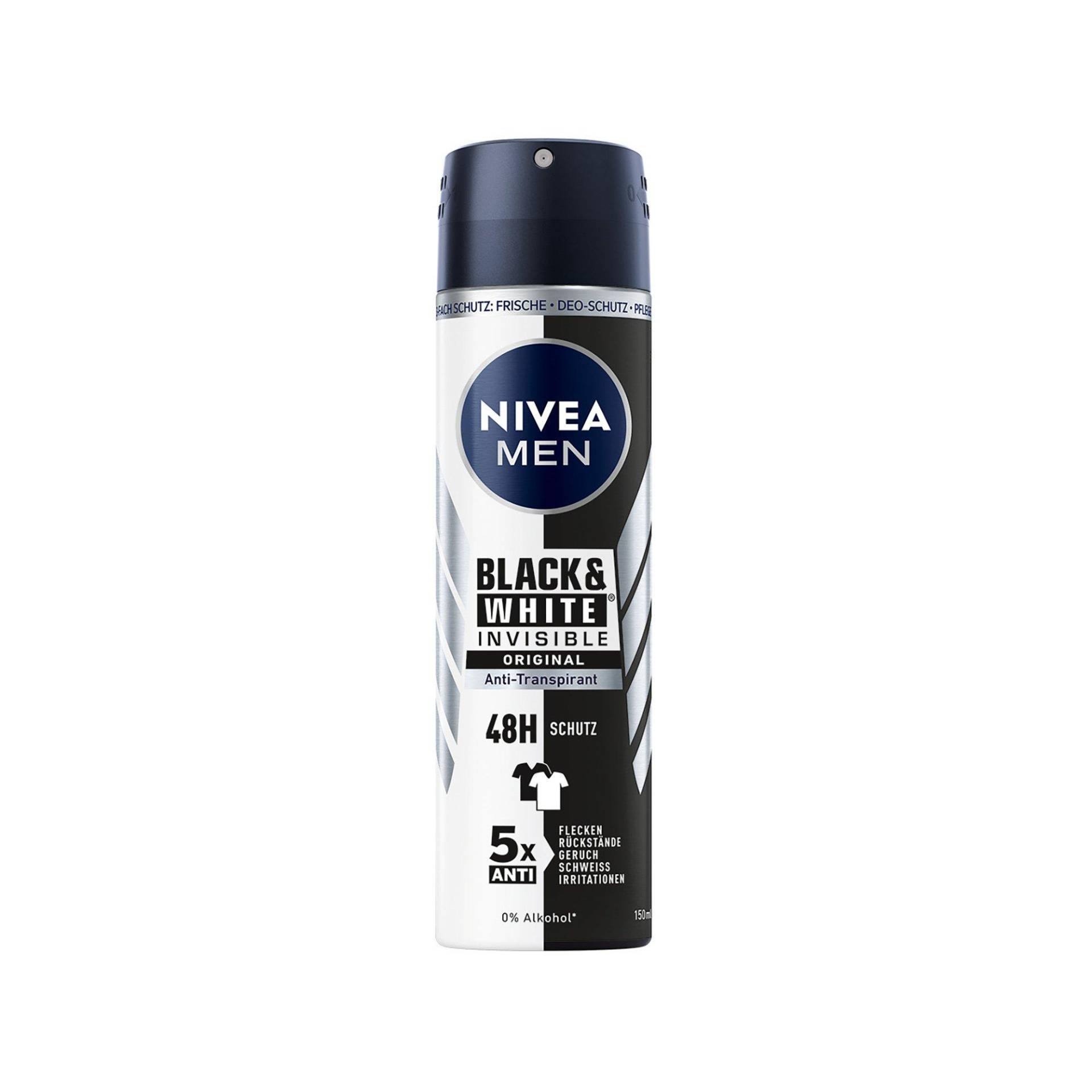 Deo Invisible Black & White Power Spray Damen Schwarz/Weiss 150 ml von NIVEA