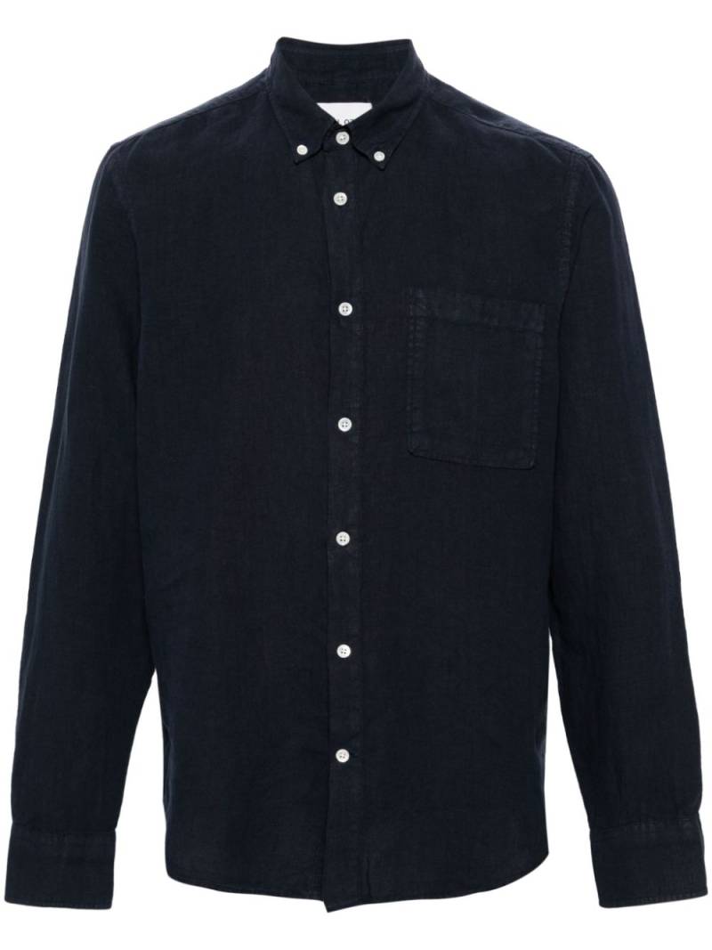 NN07 button-down collar linen shirt - Blue von NN07