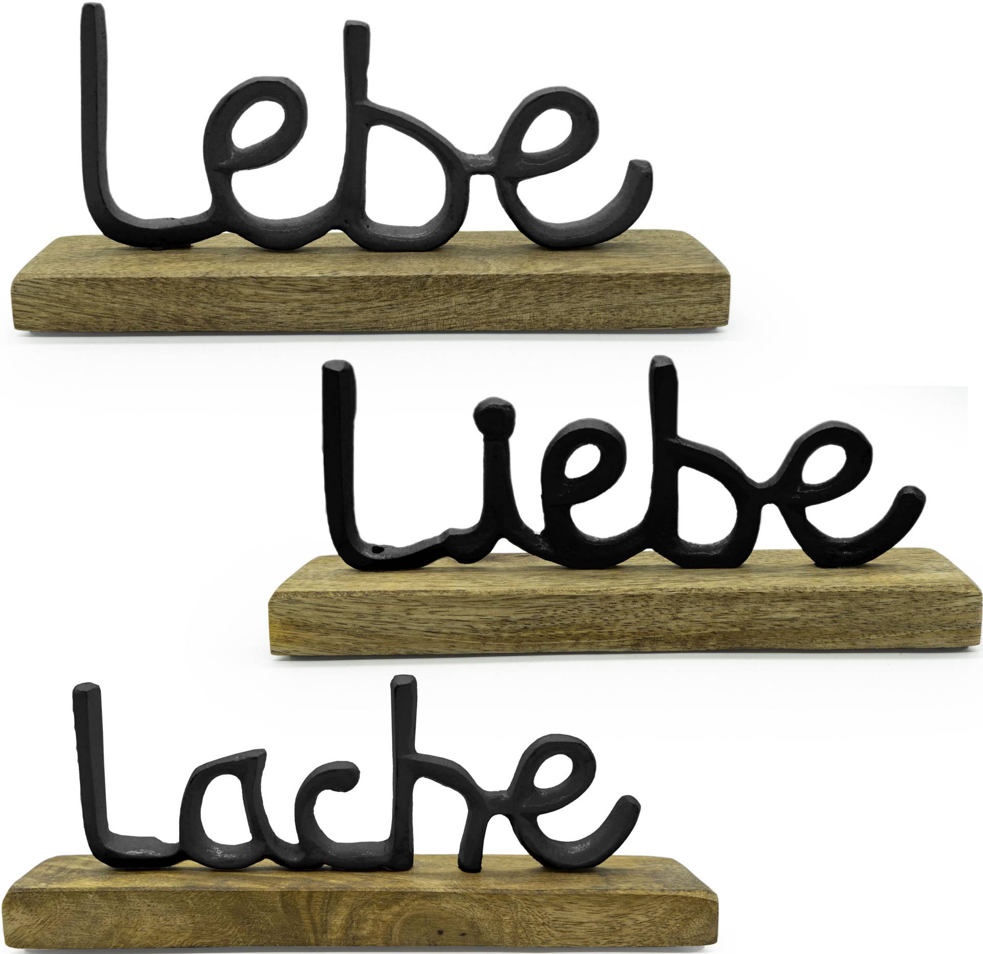 NOOR LIVING Deko-Schriftzug »Lebe, Liebe, Lache«, aus Holz und Aluminium von NOOR LIVING