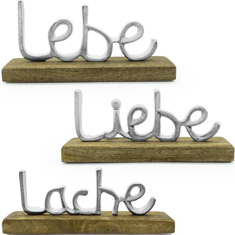 NOOR LIVING Deko-Schriftzug »Lebe, Liebe, Lache«, aus Holz und Aluminium von NOOR LIVING