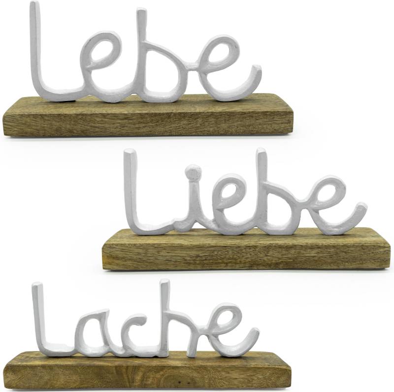 NOOR LIVING Deko-Schriftzug »Lebe, Liebe, Lache«, aus Holz und Aluminium von NOOR LIVING