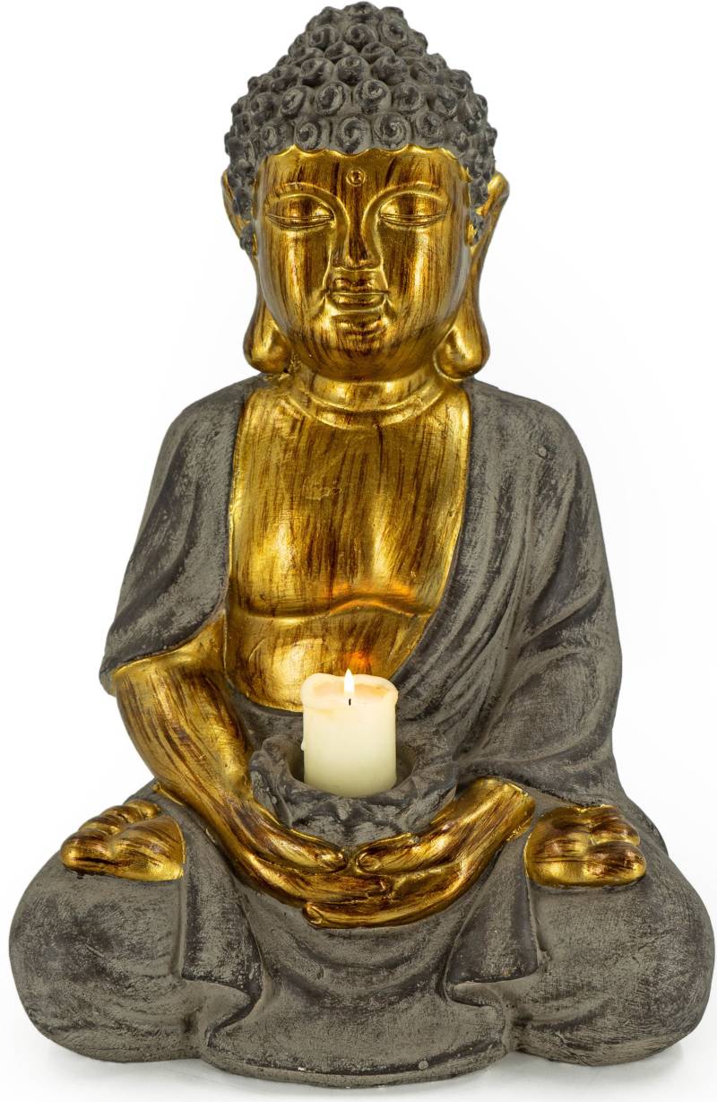 NOOR LIVING Kerzenhalter »Buddha«, (1 St.), sitzend, aus Magnesia, Höhe ca. 45 cm von NOOR LIVING