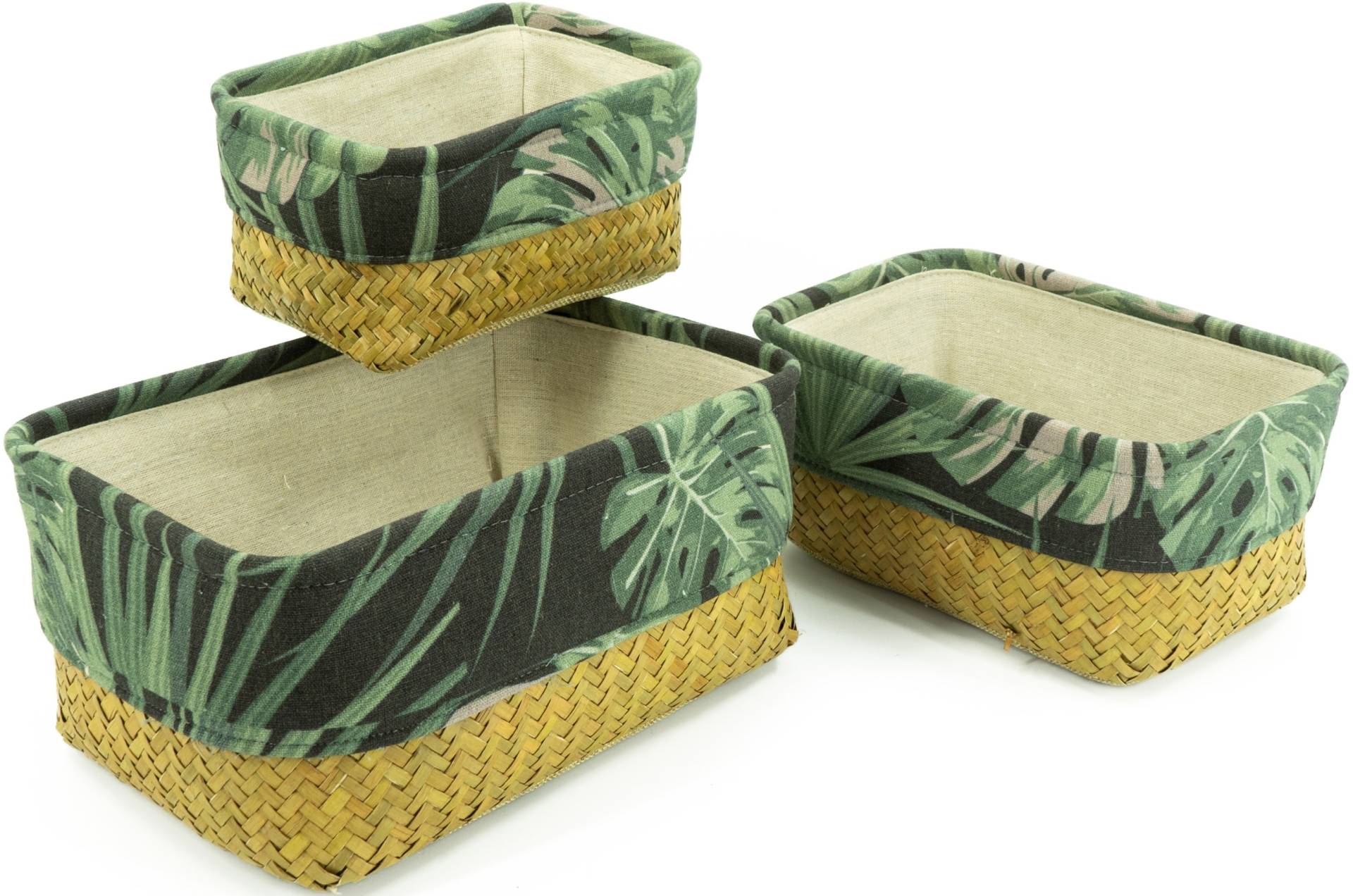 NOOR LIVING Organizer, (Set), Aufbewahrungskorb aus Geflecht Seegras, im Jungle Design von NOOR LIVING