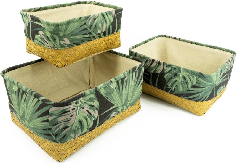 NOOR LIVING Organizer, (Set), Aufbewahrungskorb aus Geflecht Seegras, im Jungle Design von NOOR LIVING