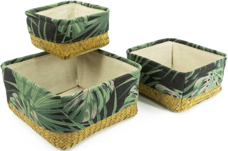 NOOR LIVING Organizer, (Set), Aufbewahrungskorb aus Geflecht Seegras, im Jungle Design von NOOR LIVING