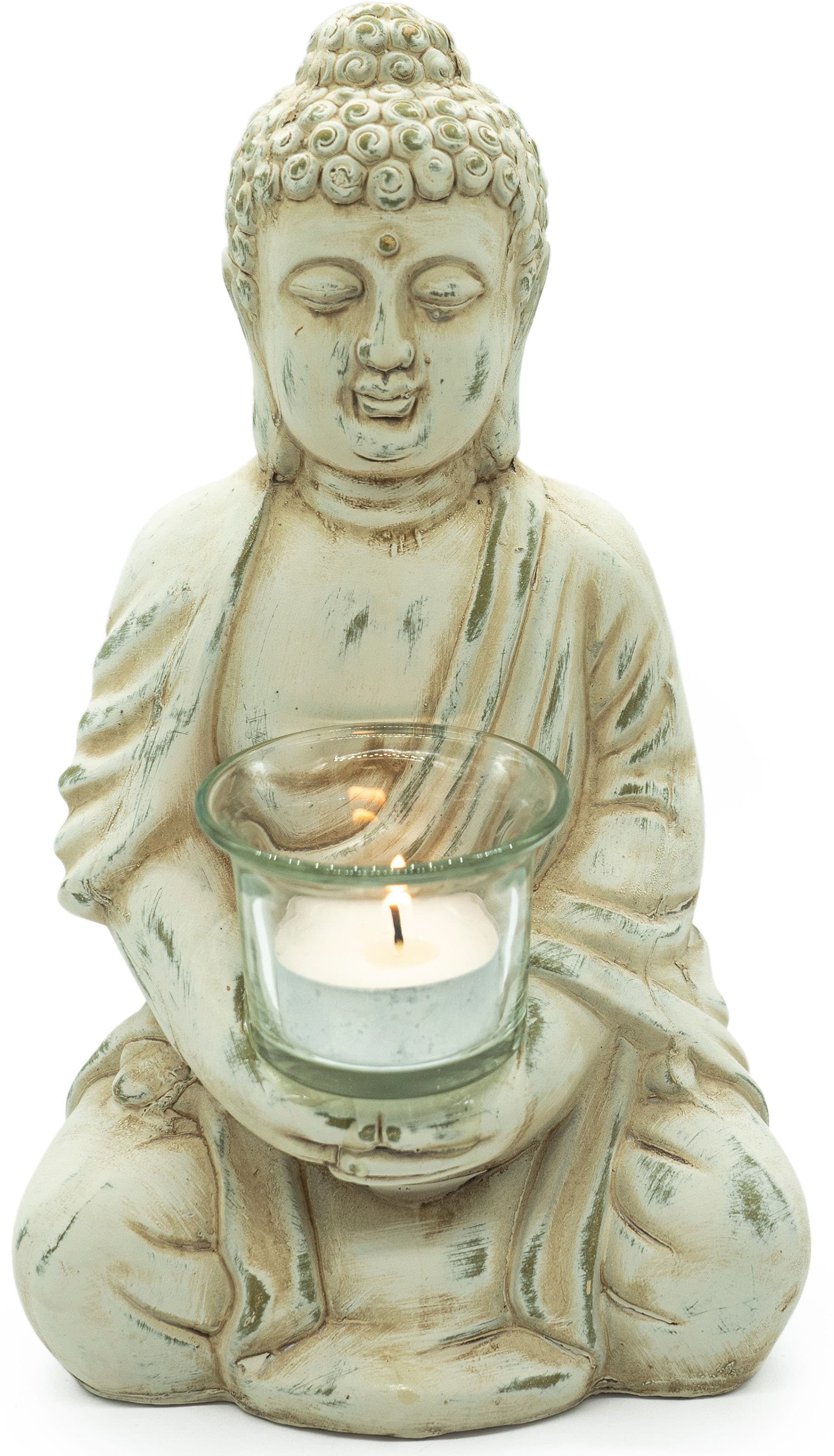 NOOR LIVING Teelichthalter »Buddha«, (1 St.), aus Terrakotta, Höhe ca. 24 cm von NOOR LIVING