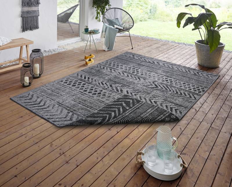 NORTHRUGS Teppich »BIRI Wendeteppich«, rechteckig, 5 mm Höhe, In-& Outdoor, Wetterfest, Balkon, Läufer, Wohnzimmer, Wasserfest, Boho von NORTHRUGS