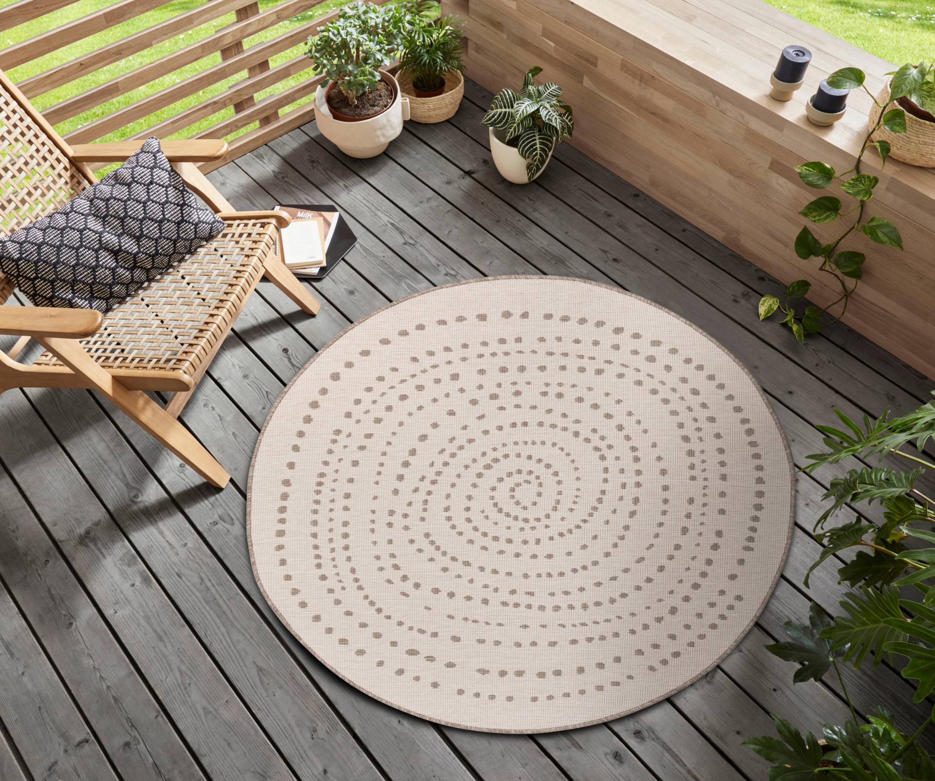 NORTHRUGS Teppich »Bali«, rund, In-& Outdoor, Wetterfest, Balkon, Garten, Wohnzimmer, Wasserfest von NORTHRUGS