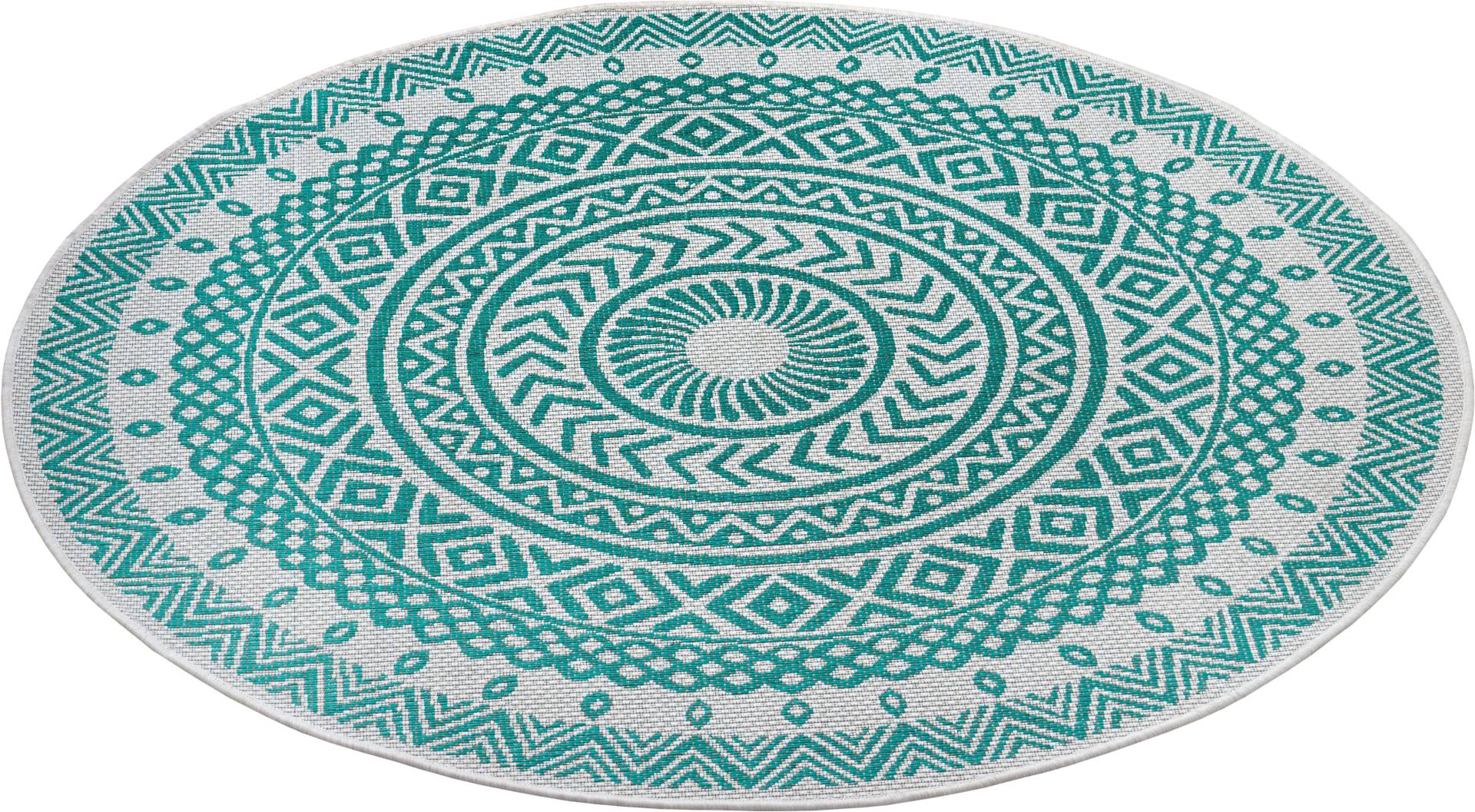 NORTHRUGS Teppich »Giro«, rund, Flachgewebe Mandala Design, gekettelt, Robust, Pflegeleicht von NORTHRUGS