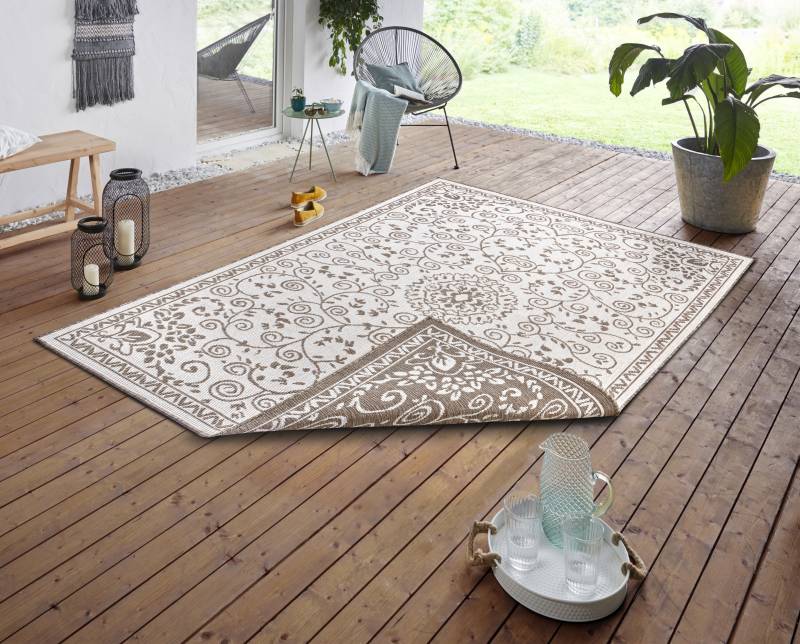 NORTHRUGS Teppich »LEYTE Wendeteppich«, rechteckig, 5 mm Höhe, In-& Outdoor, Teppich, Vintage, Wetterfest, Balkon, Garten, Wohnzimmer von NORTHRUGS