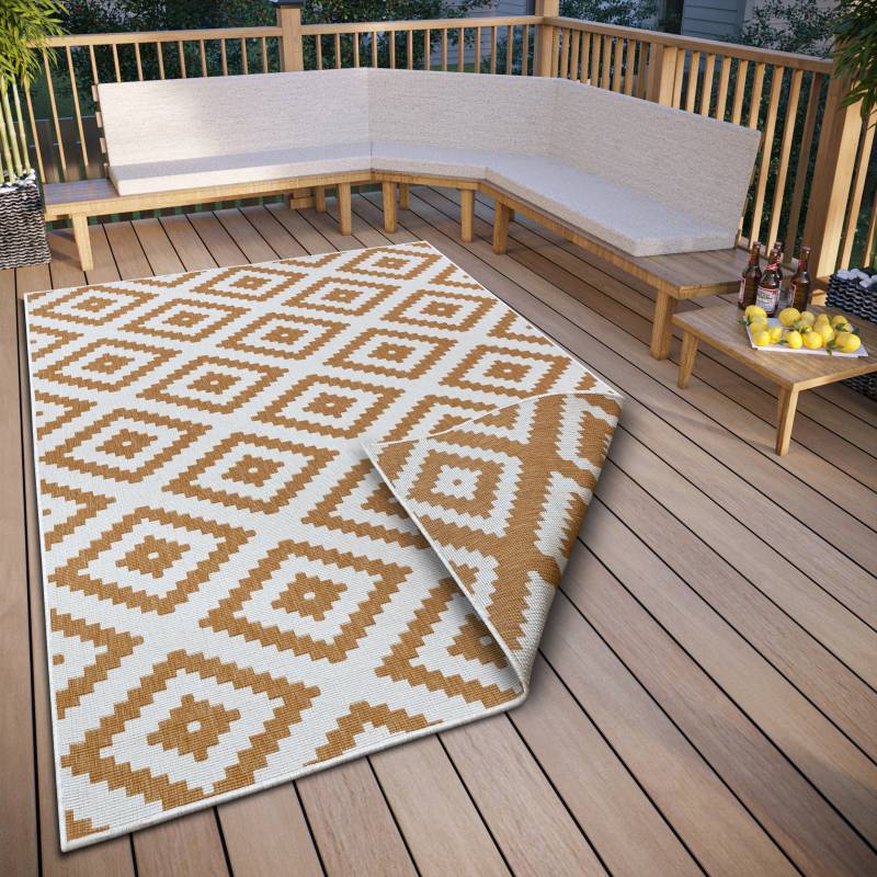 NORTHRUGS Teppich »Malta Wendeteppich«, rechteckig, In-& Outdoor, Wetterfest, Balkon, Rautenmuster, Wohnzimmer,Wasserfest von NORTHRUGS