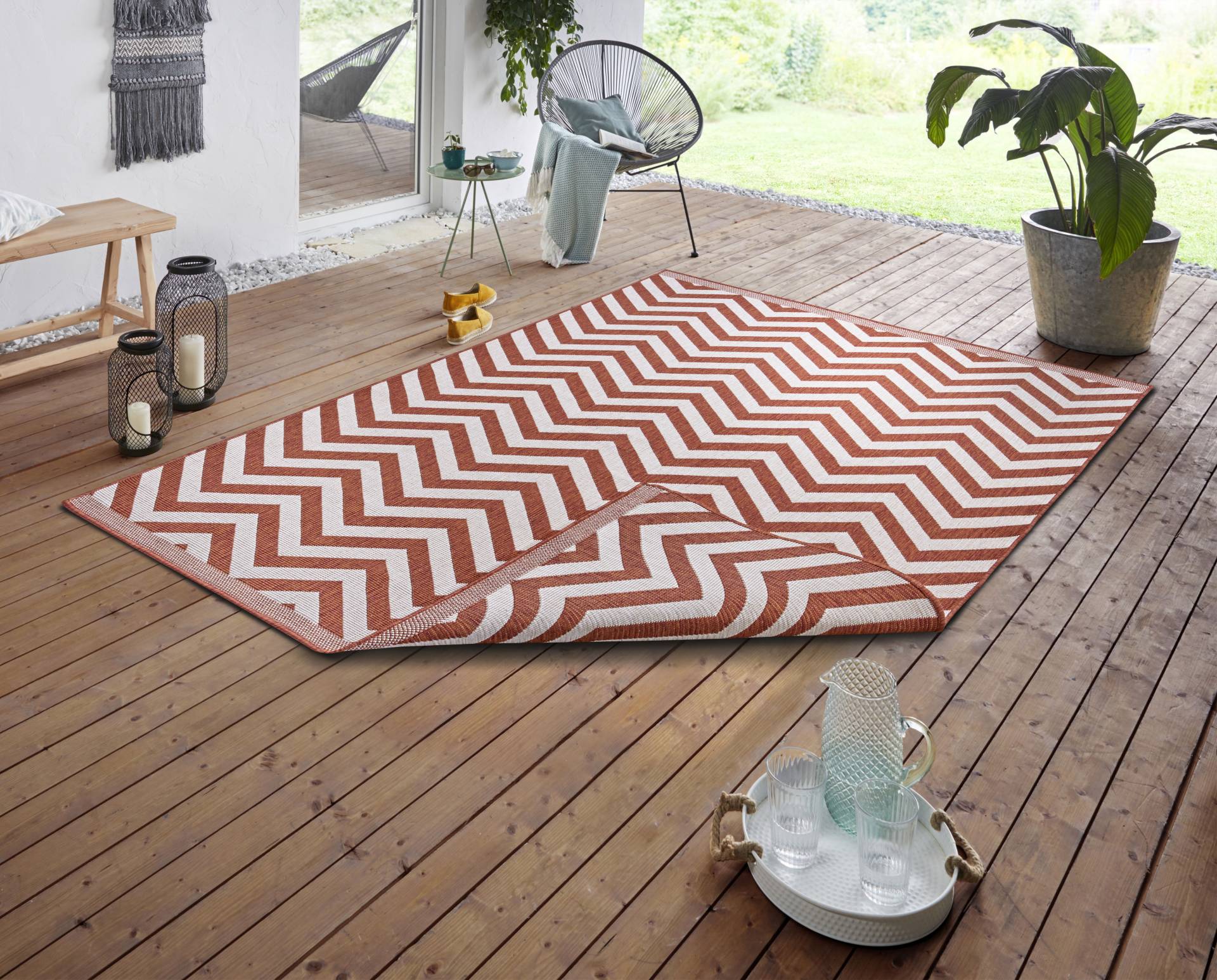 NORTHRUGS Teppich »Palma Wendeteppich«, rechteckig, In-& Outdoor, Wetterfest, Balkon, Garten, Wohnzimmer, Wasserfest von NORTHRUGS