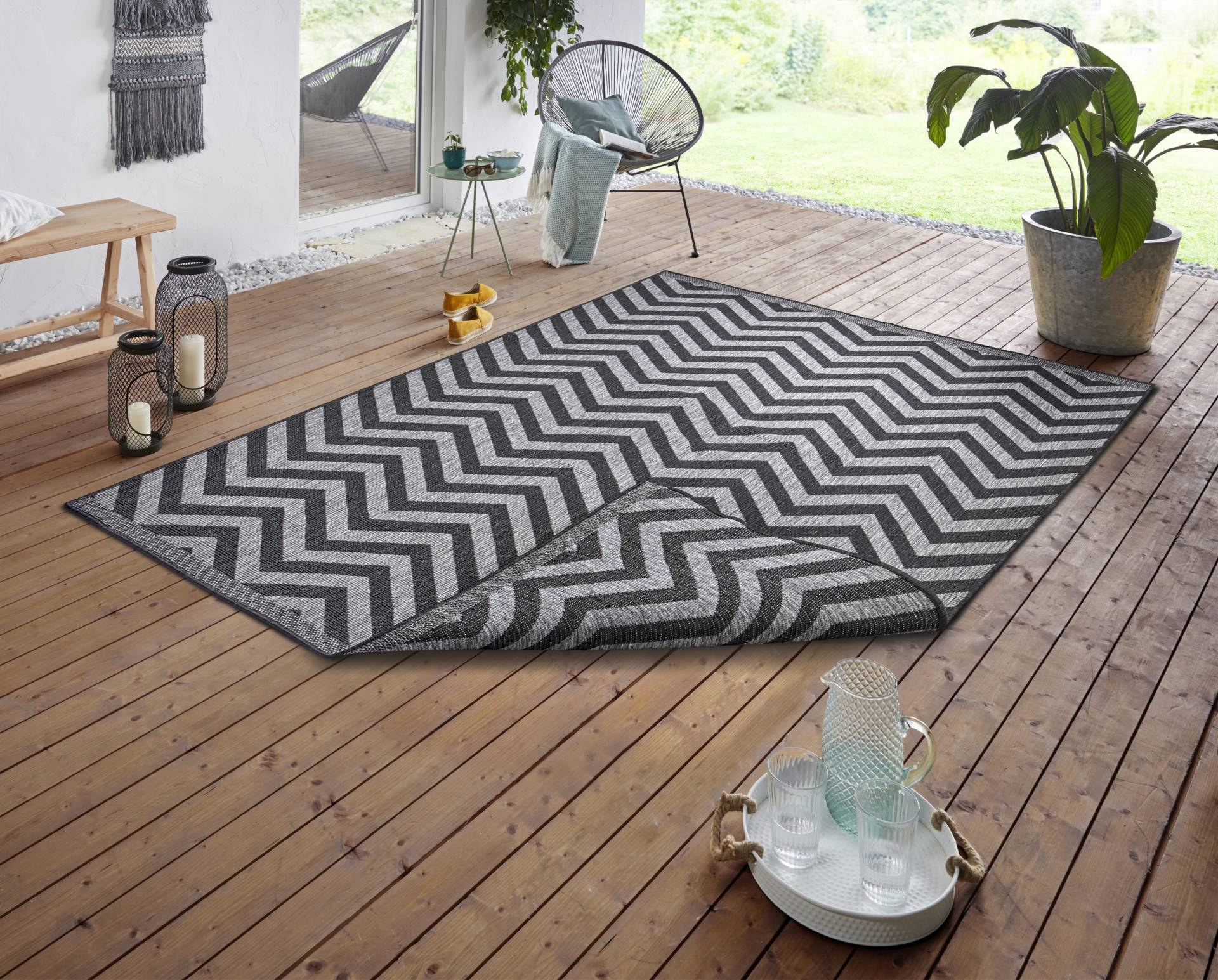 NORTHRUGS Teppich »Palma Wendeteppich«, rechteckig, In-& Outdoor, Wetterfest, Balkon, Garten, Wohnzimmer, Wasserfest von NORTHRUGS