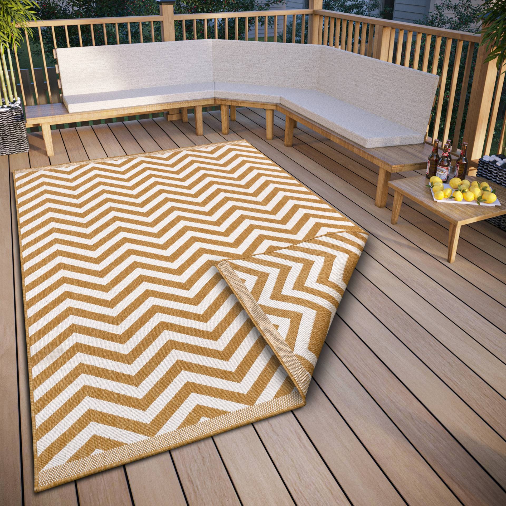 NORTHRUGS Teppich »Palma Wendeteppich«, rechteckig, 5 mm Höhe, In-& Outdoor, Wetterfest, Balkon, Garten, Wohnzimmer, Wasserfest von NORTHRUGS