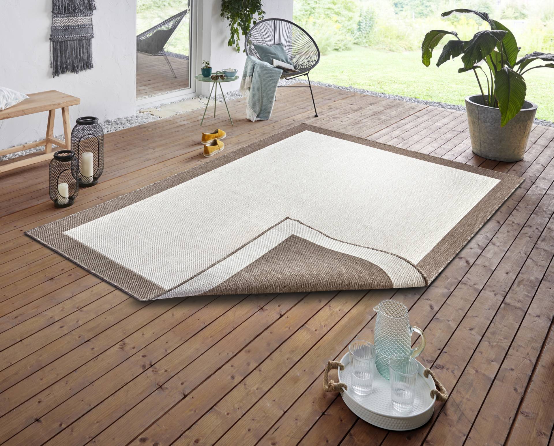 NORTHRUGS Teppich »Panama Wendeteppich«, rechteckig, In-& Outdoor, Wetterfest, Balkon, Garten, Wohnzimmer, Wasserfest von NORTHRUGS