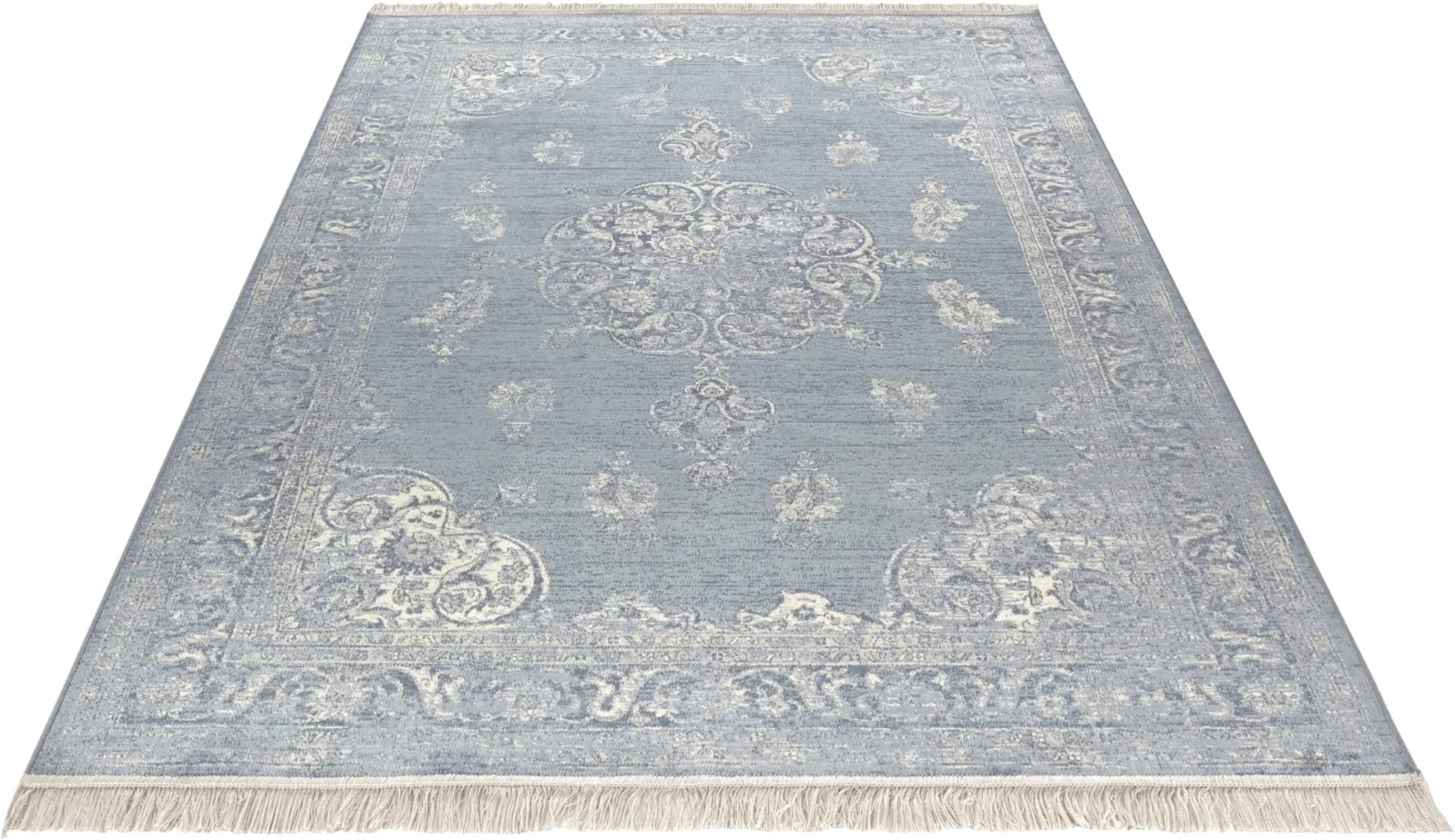 NOURISTAN Designteppich »Keshan Diyala«, rechteckig, 3 mm Höhe, Viskose mit Fransen, Orient Design von NOURISTAN