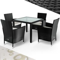 Polyrattan Garten-Sitzgruppe Bali 5-tlg Schwarz von Casaria®