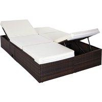 Polyrattan Sonnenliege Braun/Creme 196x116x38cm von Casaria®