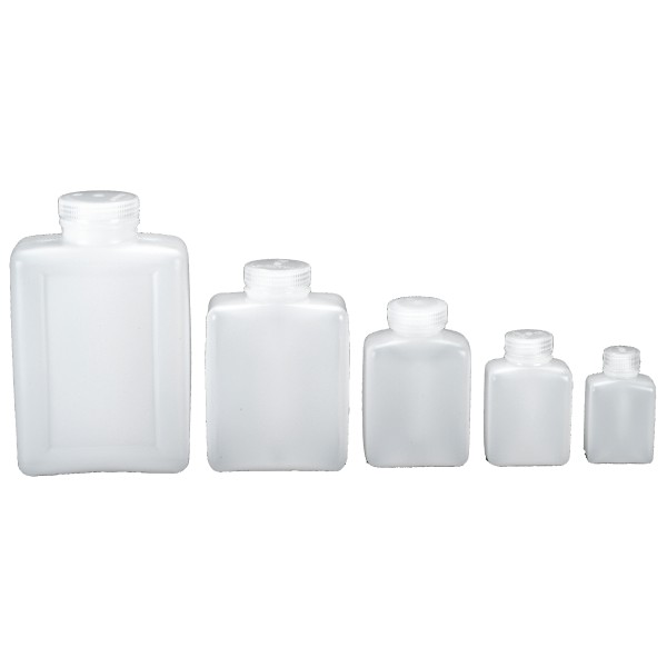 Nalgene - Weithalsflaschen rechteckig Gr 1000 ml - Hals Ø 43 mm;2000 ml - Hals Ø 44 mm;250 ml - Hals Ø 30 mm;500 ml - Hals Ø 37 mm transparent von Nalgene