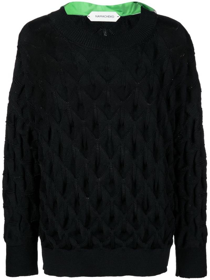 Namacheko cape-detail open-knit jumper - Black von Namacheko