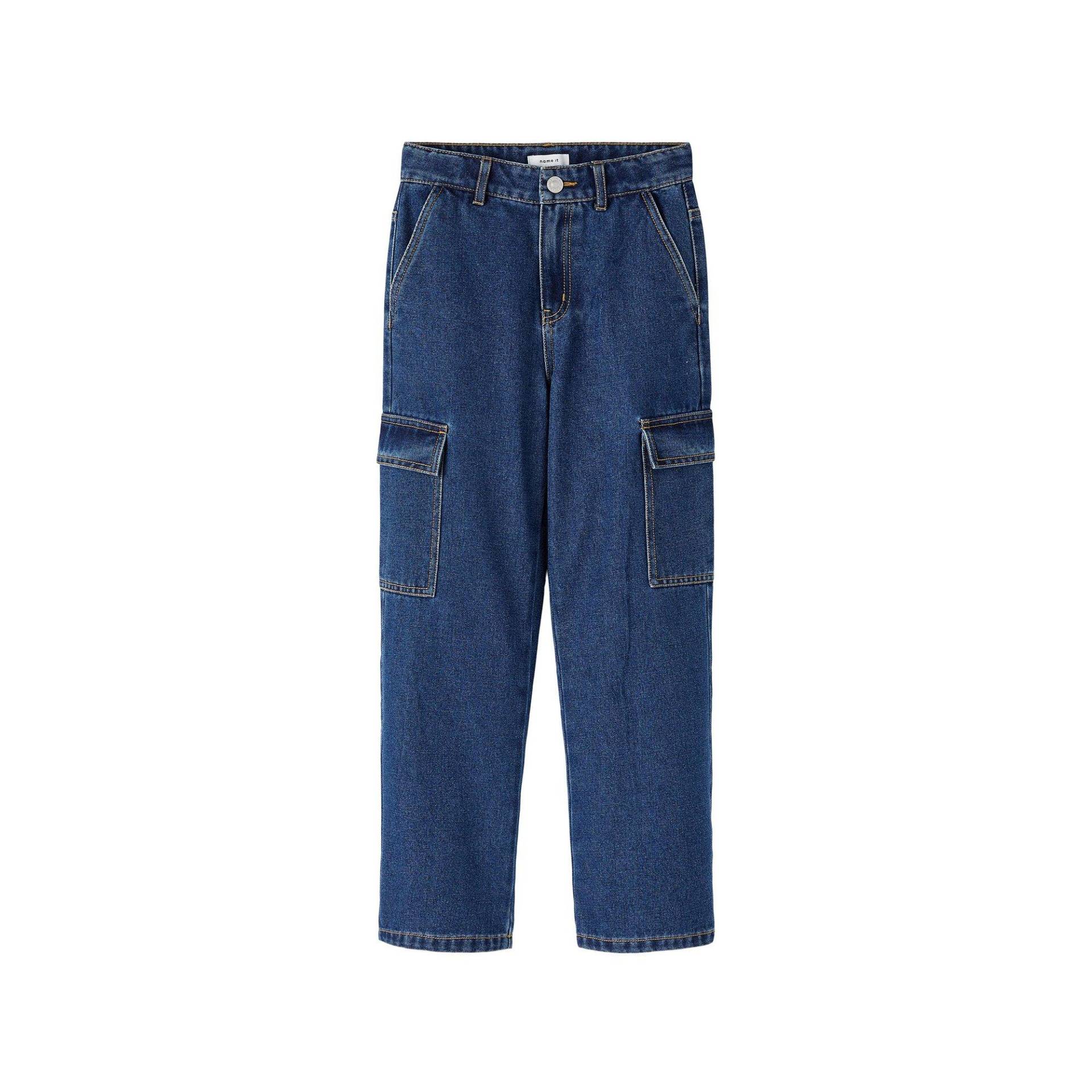 Cargohose, Regular Fit Mädchen Blau Denim Dunkel 134 von Name It