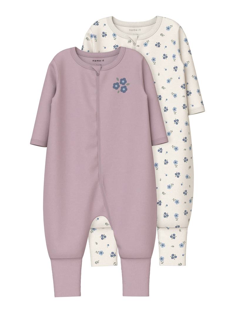 Name It Pyjama »NBFNIGHTSUIT 2P ZIP FF JET FLOWER NOOS«, (Packung, 2 tlg.) von Name It