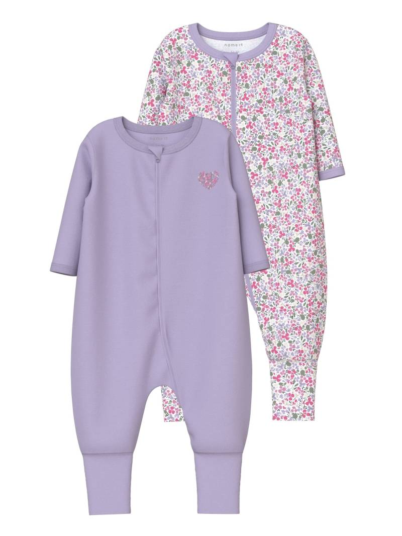 Name It Schlafanzug »NBFNIGHTSUIT 2P ZIP FF PETIT FLOWER NOOS«, (Set, 2 tlg.) von Name It